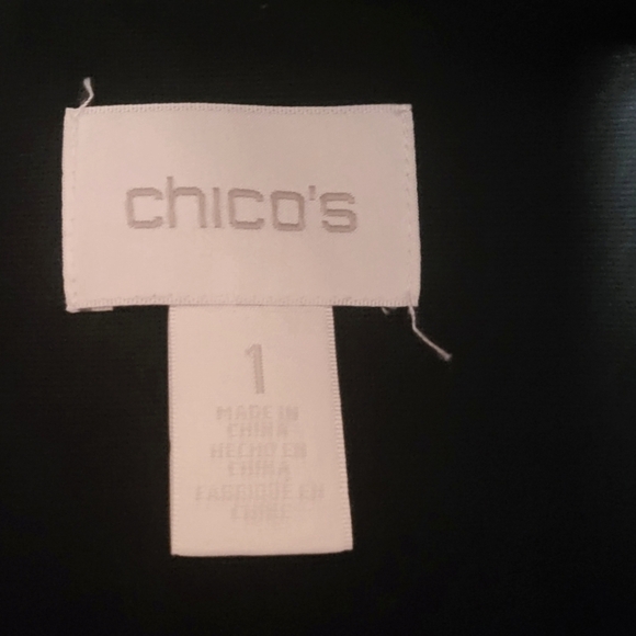 Chicos Ponte Ruffled Trim Black Blazer Hook Closure Size 1 (Medium) - Picture 8 of 8